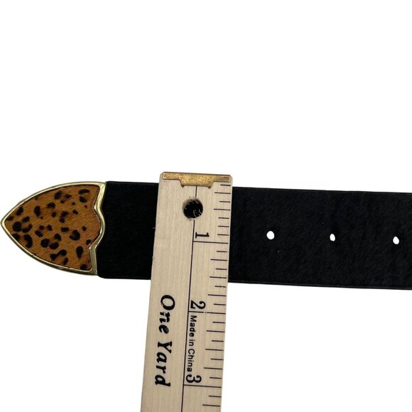 Lake Shore Drive Women's Leather Belt Leopard Print Buckle Black size Medium - Picture 7 of 8